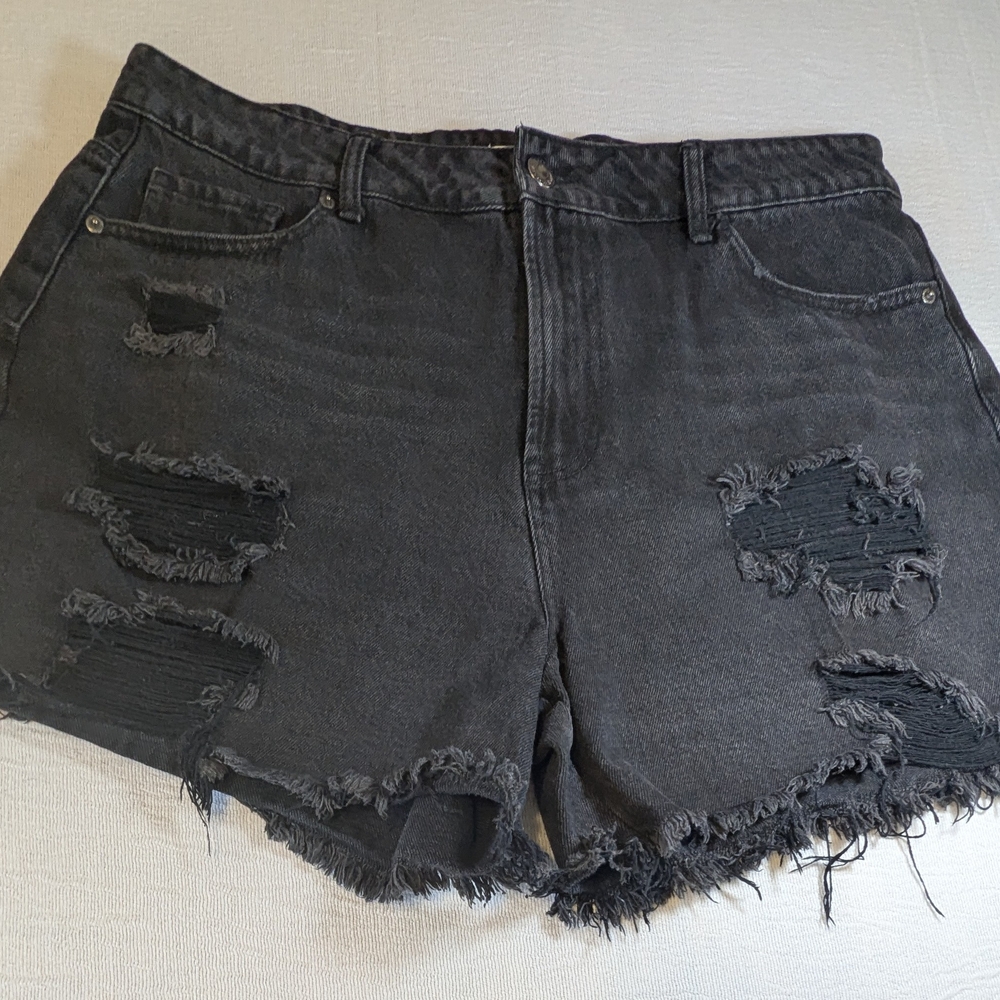 Forever 21 Charcoal Distressed Jean Shorts